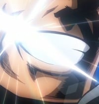 Sonrisa tipo anime con brillo deslumbrante