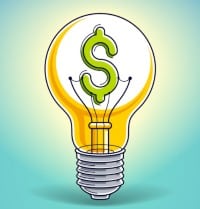 Foco prendido idea ahorro dinero